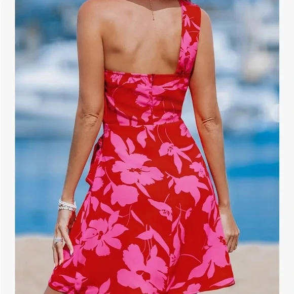 Cupshe One-Shoulder Faux Wrap Dress - Picture 2 of 7